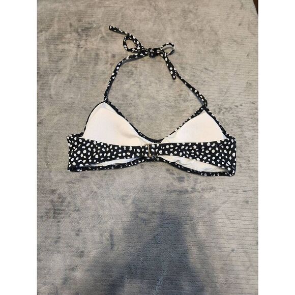 Victoria's Secret Bikini Top - Size Small Black & White Polka Dot - Picture 2 of 3